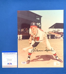 Warren Spahn HOF signed vintage 8x10 Photo PSA DNA Milwaukee Braves 2 No Hitter - Bild 1 von 2