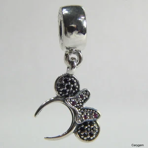 NEW AUTHENTIC PANDORA CHARM DISNEY MINNIE HEADBAND 791562NCK W SUEDE POUCH - Picture 1 of 5