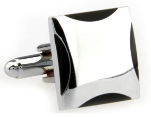 Cufflinks.Direct Classical & Stylish Hard Wearing Black Enamel Office cufflinks - Picture 1 of 6