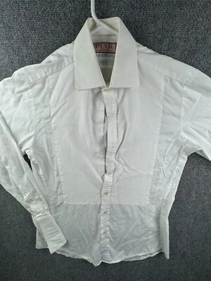 Camisa Thomas Rosa Blanca Manga Larga Abotonada Hombre Calce Ajustado 15.5 Todo Algodón Foto 1 de 4