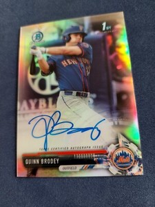 Quinn Brodey 2017 Bowman Chrome Draft Refractor 1st Prospect Auto #374/499- METS