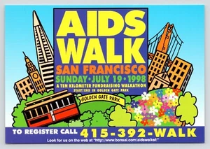 AIDS Walk San Francisco 1998 Hotstamp Free Rack Card VTG Unposted Postcard - Picture 1 of 2