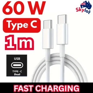 1m 60W USB-C to USB-C Charging Cable Type C Cord Lead Wire Fast Charger - Picture 1 of 5