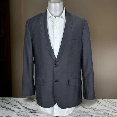 Chaqueta Blazer INC International Concepts Para Hombre L Gris Sólido Delgada Pico Foto 1 de 4