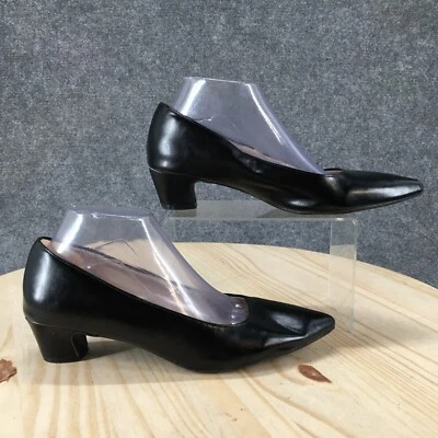 LifeStride Shoes Womens 8 Wide Minx Pumps Black Faux Leather Pointed Toe Block - Image 1 of 4