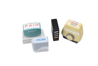 Lot Xstamper Office Stamps Paid File Copy Entered Completed Credit Vintage 92739 - Image 1 of 4