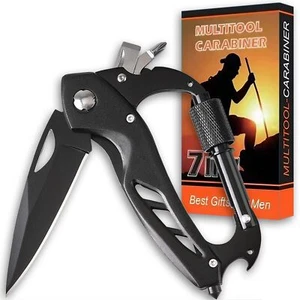 Carabiner with Knife Multitool Carabiner Pocket Knife Folding Sharp Knives St... - Picture 1 of 6