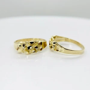 10k & 14k Solid Gold Nugget Band Ring for Boy Girl Kids Men Women - Picture 1 of 8