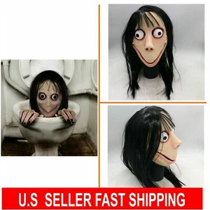 Momo Halloween Costume Mask Challenge Meme Latex MOMO Horror Film Party Mask - Picture 1 of 4