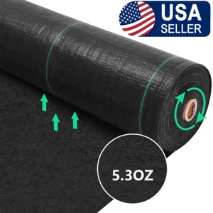 5.3oz 12' Extra Wide Heavy Duty Weed Barrier Fabric Woven Ground Cover Landscape - Picture 1 of 16