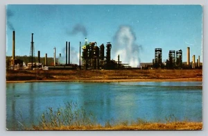 Postcard OK Mid Continent Refinery on the Arkansas River Tulsa Oklahoma Vintage - Picture 1 of 2
