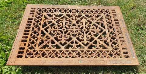 Tuttle & Bailey Cast Iron Floor Grate Heat Register Vent 18x27" w/Damper Return Cover