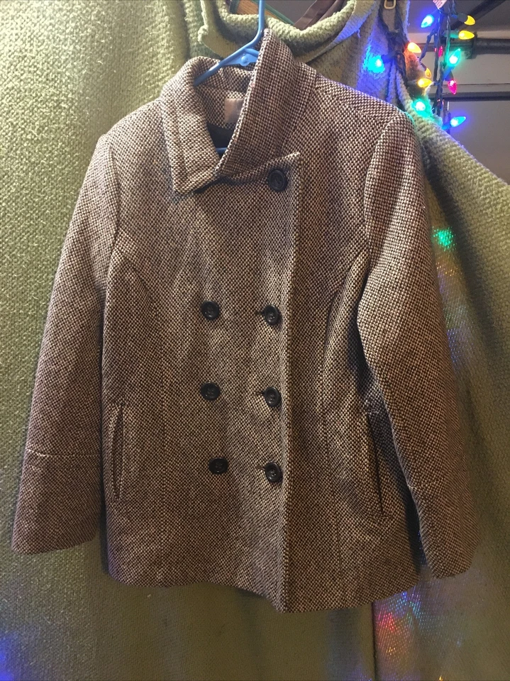 Croft & Barrow Brown Black Cream Plaid Tweed Blazer Coat  Xl - Image 1 of 3