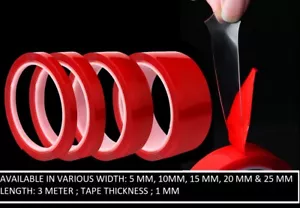 3M Clear Double Sided Tape Traceless Removable Washable Strong Self Adhesive Gel - Picture 1 of 5