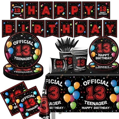 13-летний мальчик день рождения украшения, официальный подросток 13 вечеринки посуда... - Изображение 1 из 4