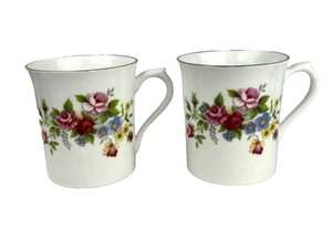 Queens Rosina Fine Bone China Becher Blumen Rosen England 2er Set 3 1/2" hoch - Bild 1 von 6