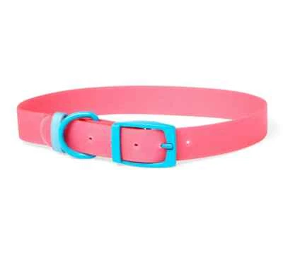 Collar de perro YOULY The Extrovertido resistente al agua rosa y azul en bloques de color, pequeño Foto 1 de 4