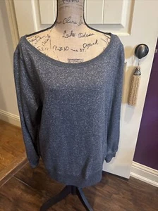 Gray Sparkle Yoga Sweatshirt Boat Neck Relax Casual Day Glamour XL 46” 25” - Picture 1 of 12