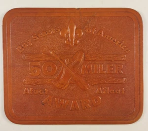 BSA Boy Scouts of America 50 Miler Afoot Afloat Award Leder Aufnäher Wandern NEU - Bild 1 von 3