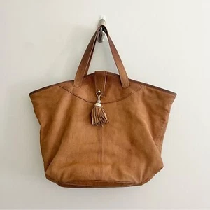Zac Posen Soft Brown Leather Hobo Style Tote Purse w Tassel Embellishment Large - Picture 1 of 14