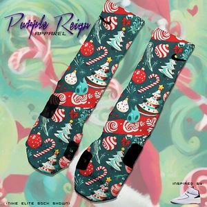 NIKE "CHRISTMAS ORIGINS" MATCHING Custom Nike Elite Socks AIR JORDAN 2 DUNK SB - Picture 1 of 1