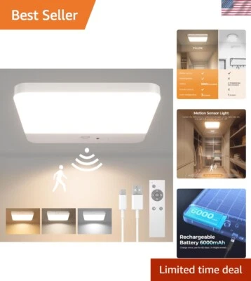 Modern Cordless LED Light with Motion Detection - Rechargeable Ceiling Fixture - Image 1 of 4