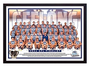 Framed 2024 Geelong Cats AFL Finalists Football Poster - 84cm x 59.5cm x 3cm - Picture 1 of 3