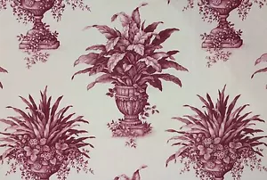 BRAEMORE FLORAL TOILETTE BURGUNDER CREME BLUMEN MÖBELSTOFF YARD 54"W - Bild 1 von 5