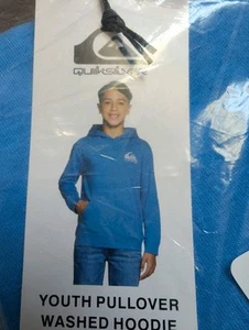 NWT QuickSilver Youth PullOver Washed Hoodie Size Medium, 10/12 Color Blue - Picture 1 of 4