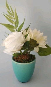 Kunstblumengesteck kleine Vase Keramik grün sieht super natürlich aus Neu - Bild 1 von 9