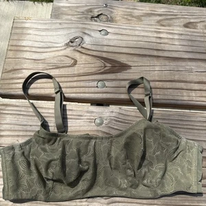 NOS Cacique 42C Balconette Underwire Bra Sheer Army Green Lace - Picture 1 of 7