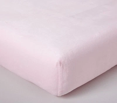 Pottery Barn Kids Luxe Chamois Fitted Crib Sheet Pink Super Soft Plush Minky - Image 1 of 4