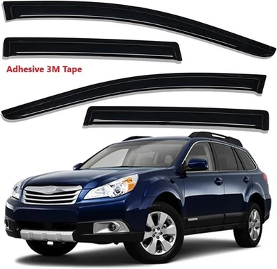 Viseras de ventana protectores de lluvia adornos cromados tintados a humo ajuste Subaru Outback 2010-2014 Foto 1 de 4