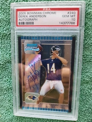 2005 年 Bowman Chrome Derek Anderson #240 PSA 10 GEM MT 新秀签名 RC — 第 1/2 张图片