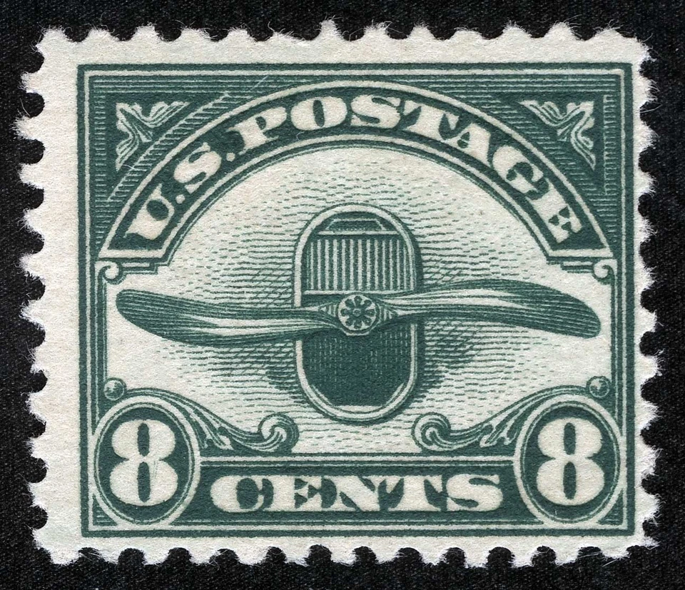 US Sc C4 Green 8¢ Airmail 1923 Barely Hinged Original Gum - Image 1 of 1