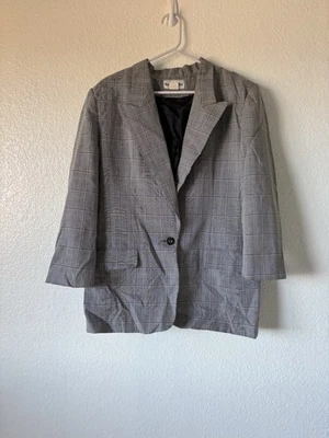 Norton McNaughton Women's Blazer Size 12 Grey Long Sleeve Button Front - Image 1 of 4