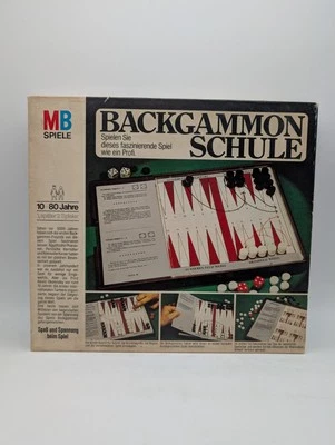 Backgammon Schule MB Spiele Gesellschaftsspiel Brettspiel Vintage  - Bild 1 von 4