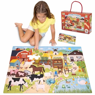 Giant Floor Puzzles for Kids - Farm Animals 48 Large Pieces, Ages 2-8 - Image 1 of 4