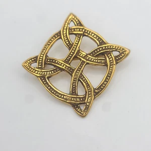 Vintage Celtic Knot Brooch Signed MMA Gold Tone - Picture 1 of 6