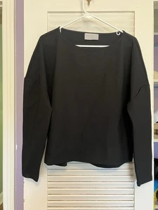 MODERN CITIZEN Black Oversized Minimalist Drop Shoulder W/Stretch Top Boxy SZ L - Picture 1 of 10