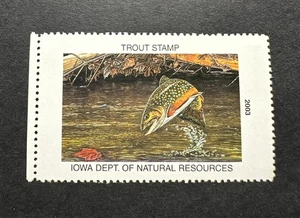 WTDstamps - 2003 IOWA - State Trout Fishing Stamp - Mint OG NH - Picture 1 of 2