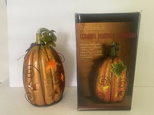 Halloween Pumpkin Battery Operated Flickering Flameless Candle 11.8 Inches Tall - Picture 1 of 10