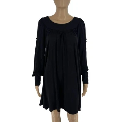 FRENCH CONNECTION Abito Nero A Collo Barchetta Con Maniche Lunghe Donna Taglia S - Immagine 1 di 4