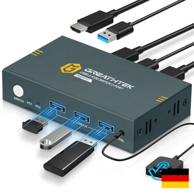 USB 3 HDMI KVM Switch 2 PC 1 Monitor | 4K60Hz Ultra HD - Bild 1 von 4