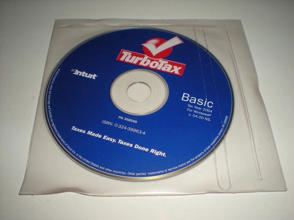 Turbotax 2004 Basic Turbo Tax.  New.  In sealed promotional sleeve. For Windows. - Image 1 of 1