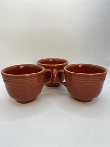 Fiesta Homer Laughlin HLC Fiestaware 3 Brown Teacups Mugs 8oz Made In USA - Picture 1 of 5