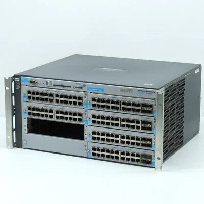 HP ProCurve 4208v1 J8773A Switch Chassis with J8768A J9033A Modules Gigabit SFP - Image 1 of 4