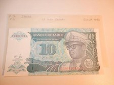 VINTAGE CURRENCY ZAIRE 10 NEW ZAIRES P 54 55 1993 UNC PAPER MONEY AFRICA