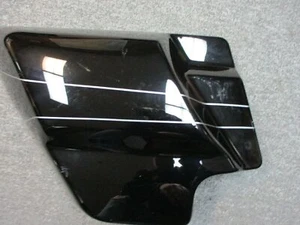 Harley Davidson OEM Left Side Cover Vivid Black with Silver Stripes 66250-09 - Picture 1 of 8