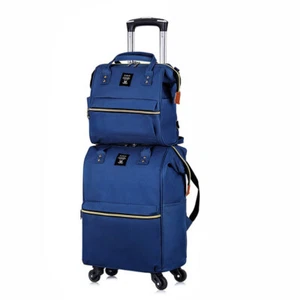 18" Wheeled Carry On Underseat Luggage Bag Spinner Foldable Trolley Travel Bag - Picture 1 of 10